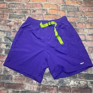 Obey Men's Purple Nylon Belted Relaxed Shorts Size Small Good Condition